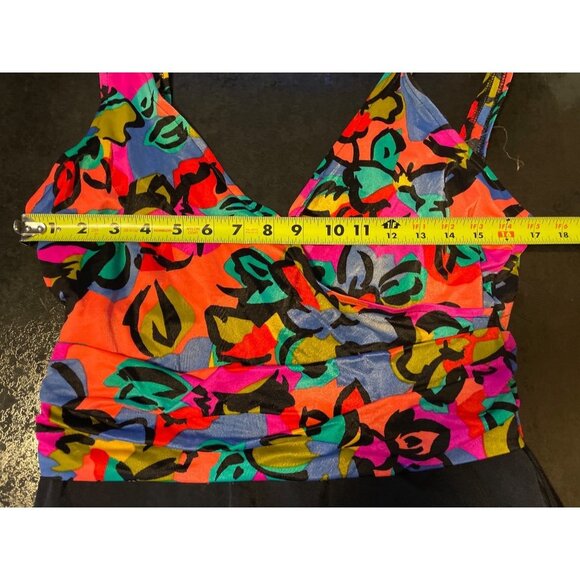 Catalina Colorful One Piece V Neck Loose Fabric Swimsuit Sz 16 - Picture 7 of 10